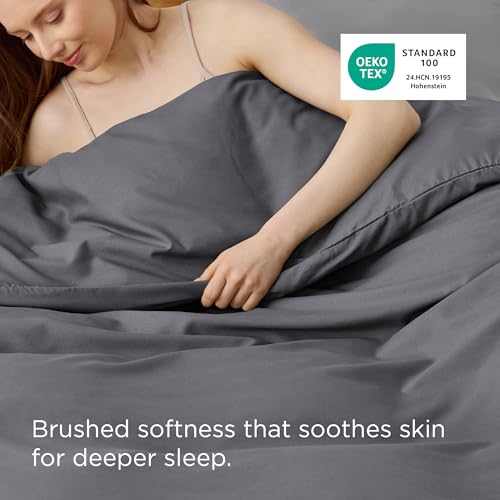 Image of Bedsure Duvet Cover King Size - Only Includes 1 Duvet Cover (104 inchx90 inch), Hotel Luxury Soft Double Brushed All Season Bedding for Kids & Adults, Zipper Closure, Dark Grey (No Comforter, No Pillow Shams)