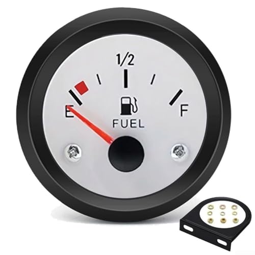 Medidor de nivel de combustible de 12 V y 52 mm con cara blanca y anillo negro diseñado para 240 33 ohmios en instalaciones de salpicadero de coche