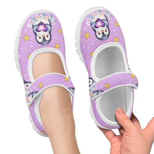 JoyLamoria Cartoon Penguin Print Toddler Girl Dress Shoes - Flower Girl Ballet Flats Party School Shoes Wedding Mary Jane Flats 11-2.53