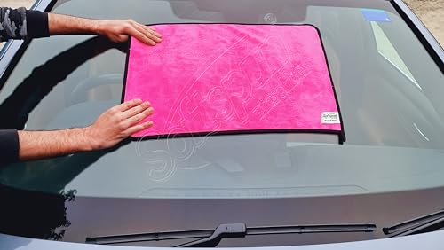 Image of SOFTSPUN Microfiber Cloth for Car Coral 800GSM 40X60cms 4 Pcs Pink+Grey! Extra Thick Microfiber Cleaning Cloths Perfect for Bike, Auto, Cars Both Interior and Exterior.