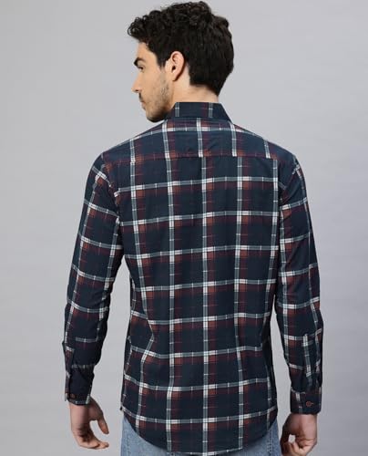 Image of Majestic Man Men's Pure Cotton Cargo Checks Shirt with Dual Flap Pockets - Slim Fit | Full Sleeve | Casual Wear | Trendy & Comfortable