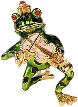 QIFU Cute Frog Style Trinket Box Hinged Decorative Hand Painted Enameled Unique Gift For Home Decor