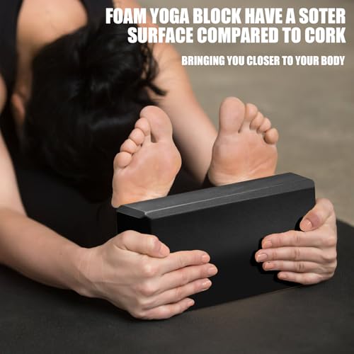 Image of Septo 2 Pcs Yoga Blocks, 9x6x3 Inch Foam Blocks for Pilates | High density EVA foam Yoga Props lightweight non-slip surface for meditation stretching balance training
