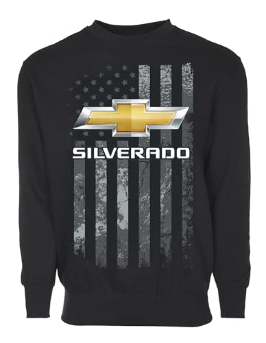 JH DESIGN GROUP Men’s Chevy Silverado Truck Flag Pullover Crewneck Sweatshirt