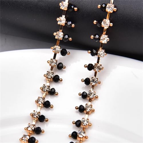 Chaîne en strass en cristal de 0,9 m avec base dorée pour couture - 2