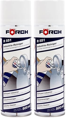 Förch Industrie Reiniger R551 500ml Industrie Clean zum Reinigen von Metallteilen, müheloses Entfernen von Aufklebern, Kleberesten, Etiketten, Silikon, Wachs (Packung mit 2)