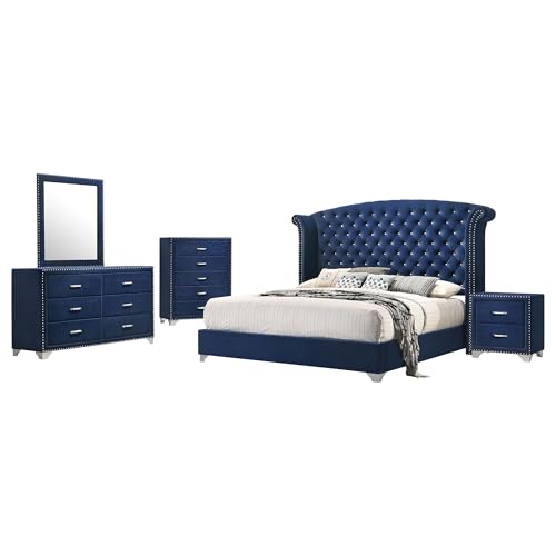 Coaster Home Furnishings Melody Modern Classic 5-Piece Bedroom Set Velvet