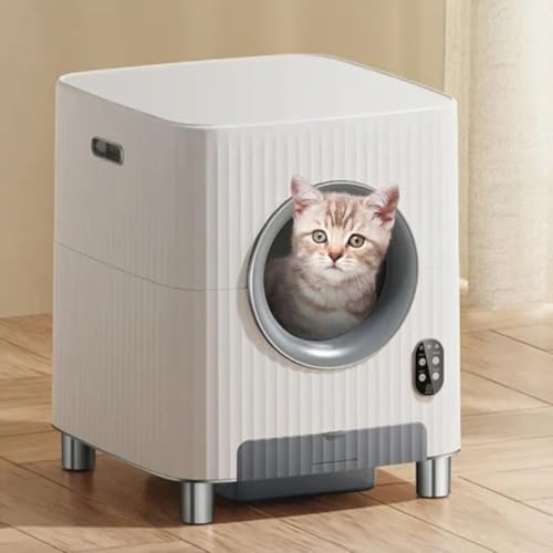 Emidor スマート猫用トイレ、カメラ付きトイレ、排気機能付き大容量猫用トイレスコップ搭載、アプリで操作可能、静かに作動、リモコンで猫用トイレを自動的に掃除・消臭可能(白)WiFiやbluetooth接続が可能です