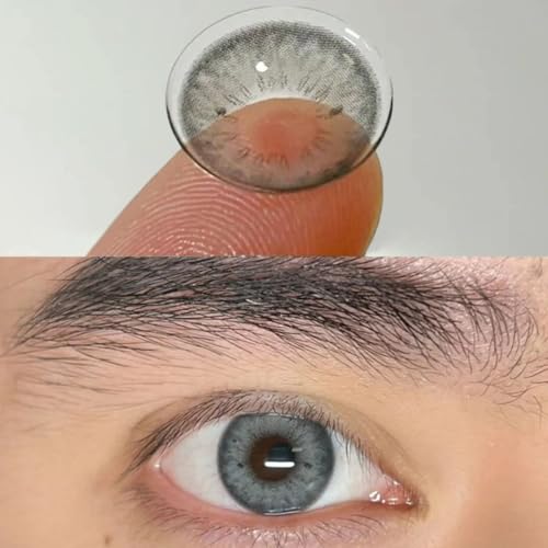 Lentilles de contact colorées sans ordonnance iris coloré lentilles mensuelles brunes lentilles souples hydrogel souple 2 pièces lentilles colorées série couleurs naturelles (Gris)