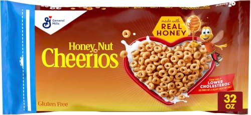 Image of Honey Nut Cheerios Heart Healthy Breakfast Cereal, Gluten Free Cereal With Whole Grain Oats, Value Bag, 32 oz (Pack of 6)