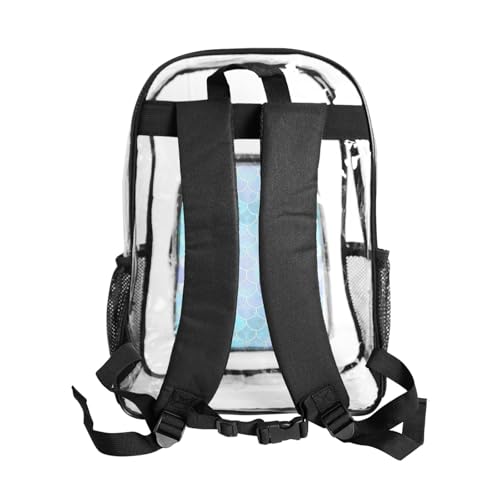Sac transparent robuste à finitions dorées écailles marines chic - 3