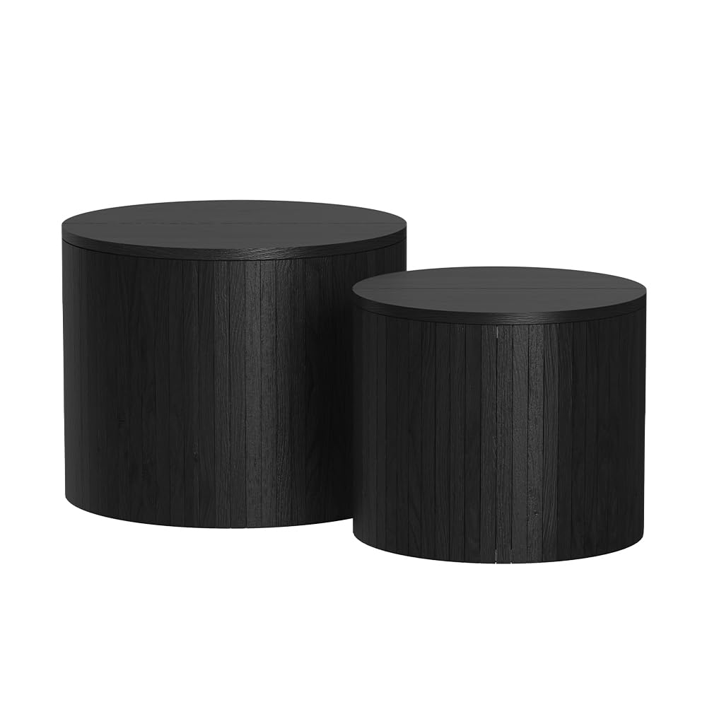 Vicco Coffee table set Tavilo, Oak/black, 48 x 48 cm