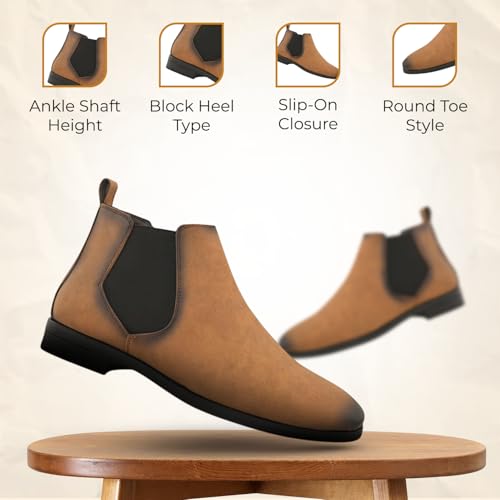 Image of STANPHORD Men Glossy Chelsea Ankle Boots | PU Slip-On Block Heel | Casual Party Office Outdoor Wear (TPSG 9536)