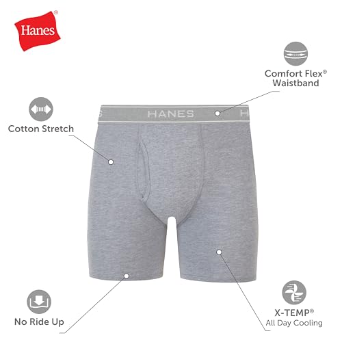 Image of Hanes Men Boxer Briefs, Cool Dri Moisture-Wicking Underwear, Cotton No-Ride-up for Men, Multi-Packs Available (Pack of 6)