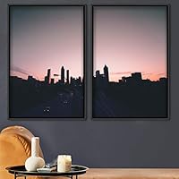2 Piece Framed Canvas Wall Art Beautiful Sunset Canvas Prints Home Artwork Decoration for Living Room,Bedroom - 16