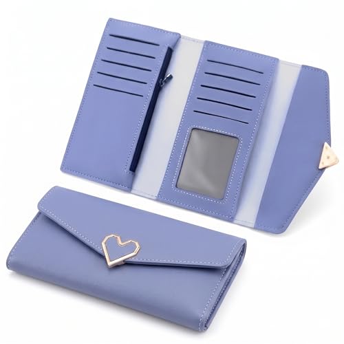 Image of Kraptick Women's Wallet -Stylish and Compact Purse Clutch Wallet for Women, Stylish Card Coin Holder, Debit Card Holder, Money Organizer and Travel Wallet for Women with 13 Slots (Sky Blue)