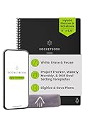 Rocketbook Fusion Hybrid Reusable Planner and Notebook in One, Additional Blank Pages, Goal and Project Tracker, Undated Planner, Executive Size 6x8.8, Black (Pack of 1)