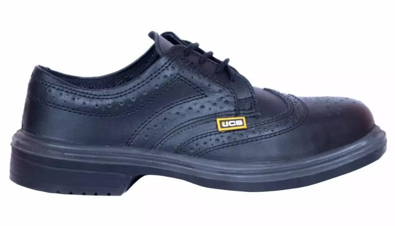 Image of JCB Men's Executive Safety Shoes, Black, Steel Toe, Slip-Resistant, Leather Upper - Industrial Work Footwear (Size - 10)