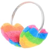 [minkissy] 冬用 カラフル 愛心イヤーマフ 女の子向け 防寒耳カバー ふわふわ ぬいぐるみ素材 耳温めグッズ 軽量 簡単装着