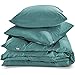 Produktbild herzbach home Premium Mako-Satin Bettwäsche Set aus 100% Baumwolle (135 x 200 cm + 80 x 80 cm, Petrol Grün)