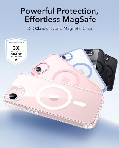 Image of ESR for iPhone 17e / iPhone 16e Case, Compatible with MagSafe, Shockproof Military-Grade Protection, TPU, Magnetic Case, Classic Hybrid Case (HaloLock), Clear
