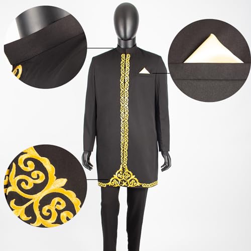 Men`s Suit African Clothes Embroidery Blazer and Pants 2 Piece Set Formal Outfits Dashiki Attire3