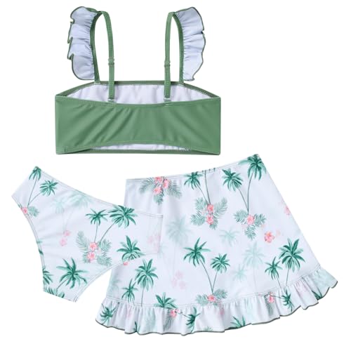 Image of ALISISTER Girls Swimsuit 3 Piece Bathing Suits Summer Bikini Tankini Sets with Cover Up Skirt for 4-12 Years