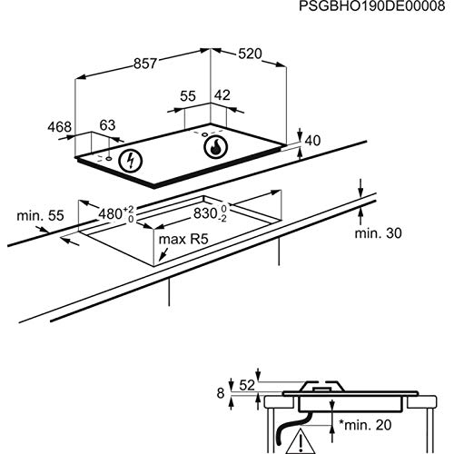 Plaque Gaz Electrolux KGS9536SX 5 Feux Inox 90 cm - vue 4