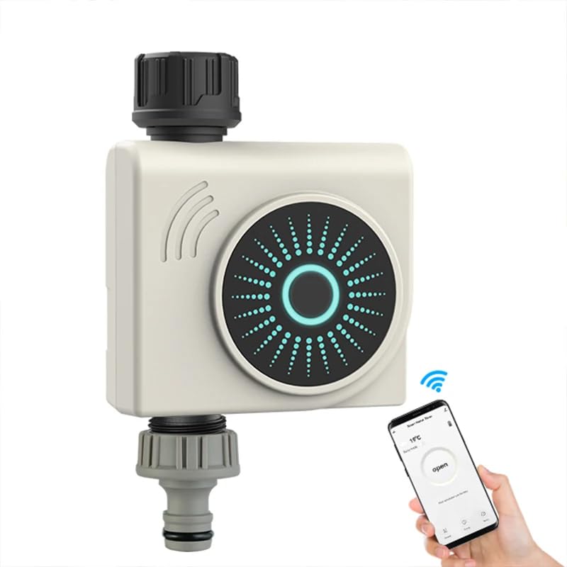 FHRKA Temporizador de Agua para Manguera de jardín, Temporizador de Manguera Bluetooth con concentrador Wi-Fi, Temporizador de riego programable, automático y Manual