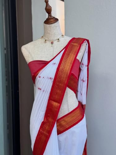 Image of South Cotton Gadwal Saree for Women | Celebrity Inspired Traditional Ethnic Wear | Chettinad & Kalyani Cotton Sarees | Soft Cotton Saree with Blouse Piece