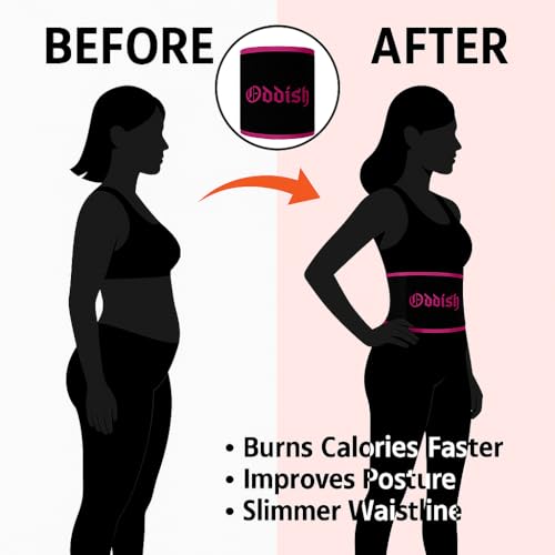 Image of ODDISH; way to fitness Waist Trimmer Belt - Sweat Slimming & Fat Burn Support /Adjustable Neoprene /Black /Pink - Free Size