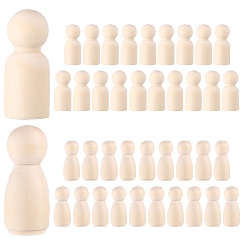 Stobok W20219M53JVD Christmas Doll 40Pcs Wooden Peg Dolls Unfinished Peg People Unpainted Wood Figures Decorative cover