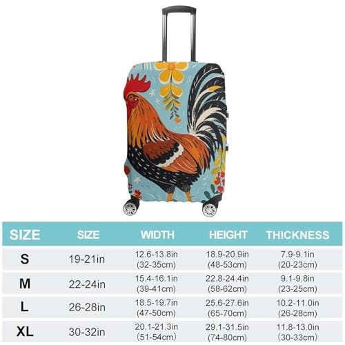 Travel Luggage Cover Elastic Suitcase Protector Anti-Scratch Washable Rooster And Chicken Print Luggage Sleeve Tsa Approved Carry on Covers Baggage Cover Fits 18-32 Inch Luggages2