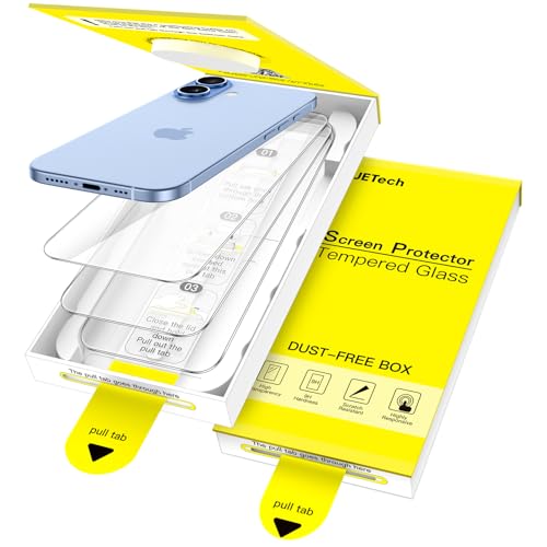 JETech Skärmskydd för iPhone 17 6,3-Tum, Ett-Stegs Enkelt Installation med Bubblfri Montering Autocenteringsram, 9H Härdat Glasfilm, HD Klar, 3-Pack