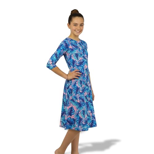 Image of Shira Modest Girls Swim Dress | 3 /4 Sleeve Swimdress, Full Coverage Bathing Suit | Tznius UPF 50+ Quick-Dry