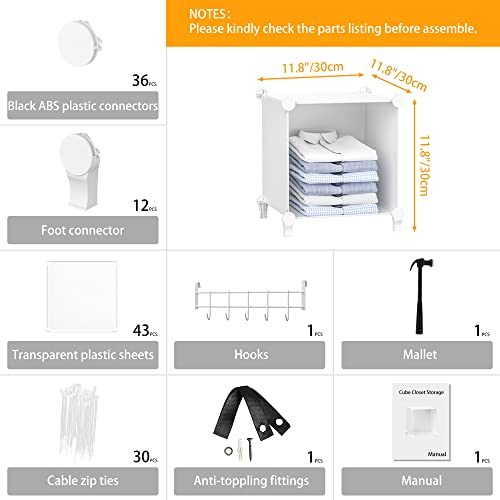 Homidec Closet Organizer, 12-Cube Closet Organizers And Storage, Portable Closet Shelves, Clothing Storage (White) #TOP6