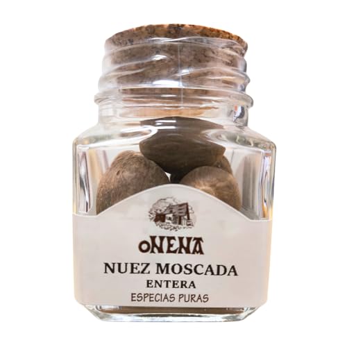 Nuez Moscada Entera - Tarro de Cristal 38 Gr, Sabor Cálido y Dulce, Ideal para Salsas, Guisos y Repostería, Aporta Profundidad y Aroma, 100% Natural y Sin Aditivos