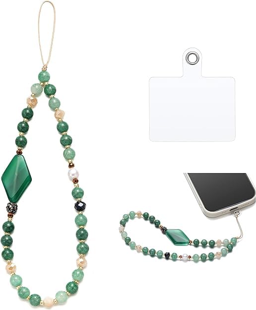 KHOLAD Universal Mobile Phone Charm Phone Green Wrist Strap With Tether Tab Beaded Phone Lanyard Phone Wristlet Handmade Semi-Precious Gemstone Phone Chain & Phone Case Keychain (B0D39Y38VR) Amazon Price History, Amazon Price Tracker