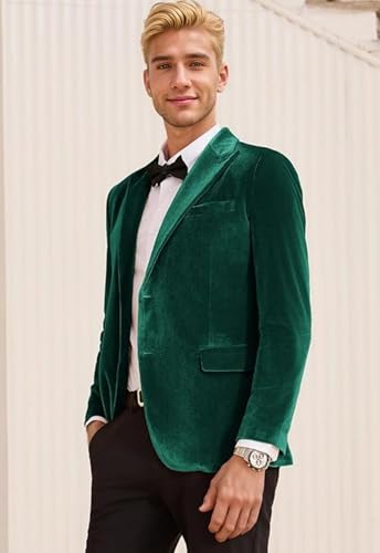 Mens Velvet Blazer Two Button Slim Fit Suit Blazer Jacket Sports Coats for Men Jacket for Wedding Prom Dinner Party2