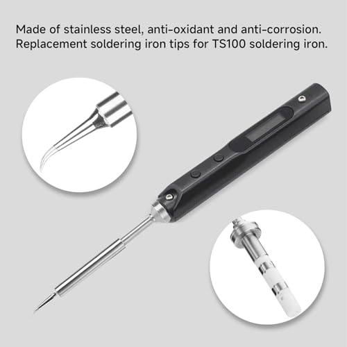 Image of Pinecil Tips, Stainless Steel TS100 Soldering Iron Tips, Fine Type Pinecil Soldering Tips Replacement, Mini Pen Type TS100 Tip for Soldering Iron (TS100-ILS)