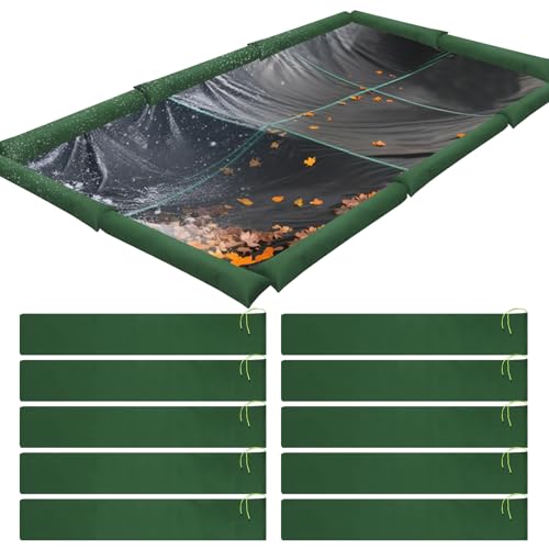 10 Pack Pool Cover Weights Sand Bags, 4FT Silicone Coated Canvas Pool Cover Tubes No-Leaking Frost Resistance for Winter Inground Swimming Pool Cover