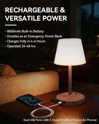 Image of SAIWEYA Outdoor Waterproof Shower Lamp, 8000mAh Rechargeable Bathroom Lamp