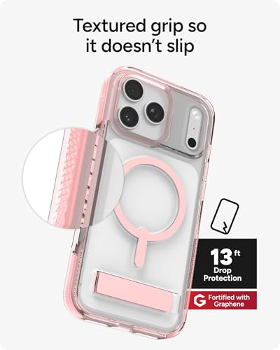 Image of ZAGG Santa Cruz Snap Case with Kickstand for iPhone 17 Pro Max - Pink Sorbet, Drop Protection (13ft /4m), MagSafe Charging Compatible, ClearGuard Anti-Yellowing Technology, Scratch Resistant Phone Case