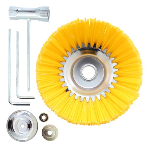 Tête de Brosse en Nylon pour Débroussailleuse, 200 mm x 25,4 mm, ADEFOL Kit de Brosse de Désherbage Ronde Universel Facile à Installer et Désherbage Efficace