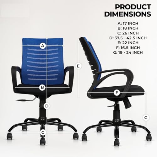 Image of Ngfc Office Chair for Home with Back Support Arm Rest 360 Degree Rotating Office Chair with Tilt Lock Mechanism High Comfort Seating Ergonomic Chair for Home & Office (Blue)