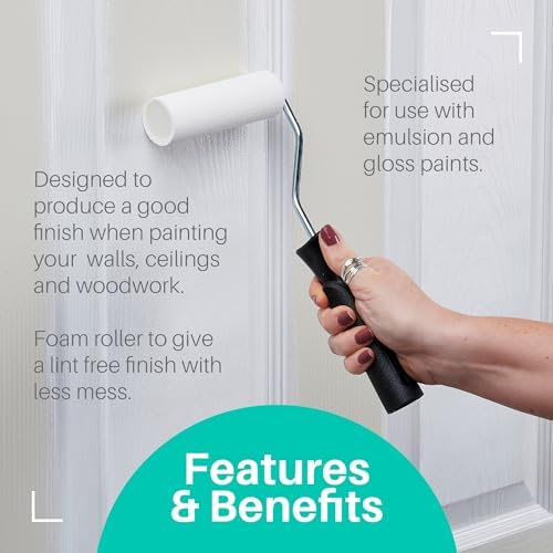 Harris Essentials Gloss 4 Inch Mini Paint Roller Set (4 Piece) (One Size) (Black/White) - View 6