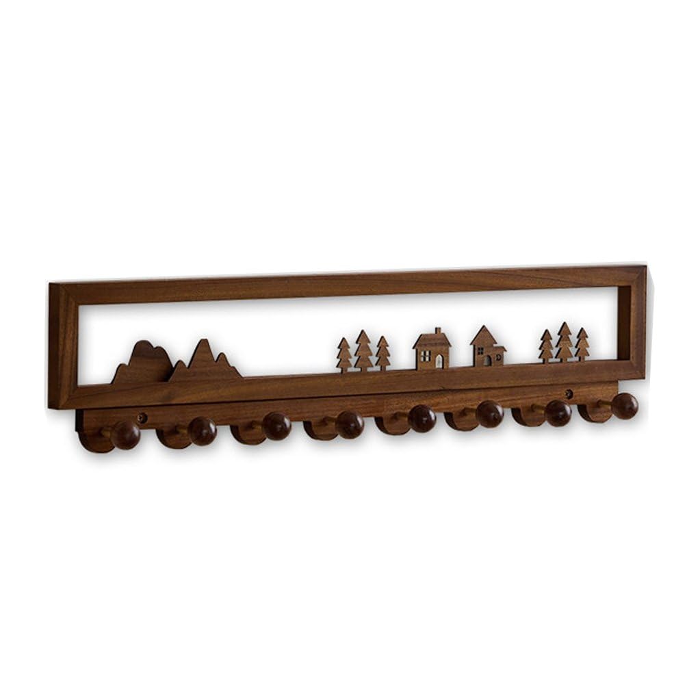 LMYSXAOZ Solid Wood Coat Rack Wall Mount Decoration, Walnut Color Wooden Hooks Entryway Hanging Rail Clothes Towel Racks with Hook for Coat, Bag, Towel, Umbrella 8hook