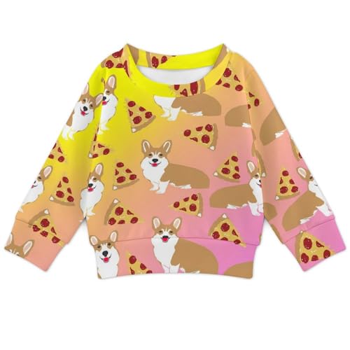 Corgi And PizzaChildren's Soft Casual Basic Pullover Sweatshirt100CM