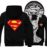 dhyw Herren Zip Hoodies Sweatshirts für Superman Print Fleece Kapuzenjacken Baseball Uniform Herbst Winter Warme Dicke Pullover Mäntel Tops - Geschenk-D||XL