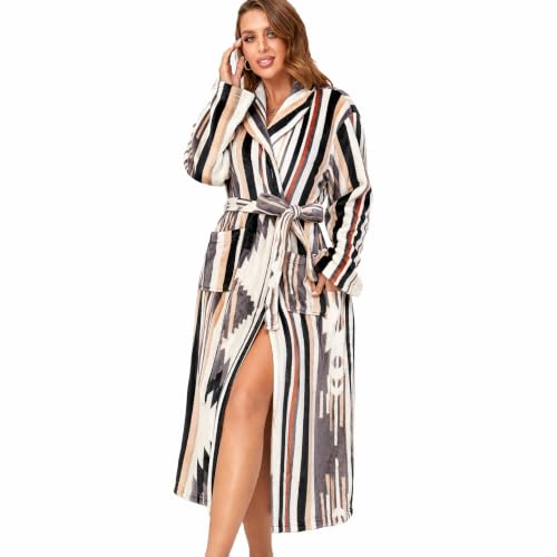 Image of RONGTAI Womens Bathrobe Ladies Fleece Plush Warm Long Robes Fleece Nightgown Sleepwear